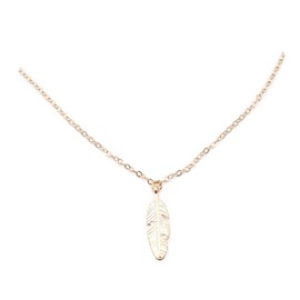 Yheakne Boho Leaf Pendant Necklace Chain Dainty Gold Leaf Necklace Choker Minimalist Chain Jewelry for Women and Girls (Gold)