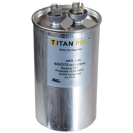 Titan Pro Round Motor Run Capacitor, 70 Microfarad Rating, 370-440VAC Voltage - TRCF70