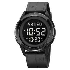 Timever Digital Wrist Watch, Waterproof, Men’s, w/Stopwatch, LED Watch, Running Watch, Sports Watch, black b