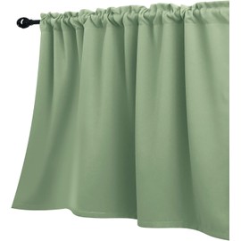 KOUFALL Sage Green Valance Curtains,Boho Kitchen Curtain Valances for Winows Living Room Bathroom,52 Wide x 12 Inch Length