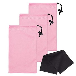 Mamlyn Set of 3 Microfiber Soft Sunglasses Pouches, With Drawstring Closure