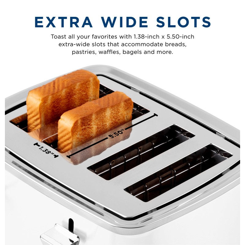 GE 4 Slice Toaster | Extra Wide Slots for Bagels,