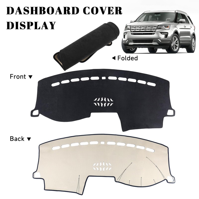 PeakPurit Black Dashboard Dash Board Cover Mat Carpet for Ford