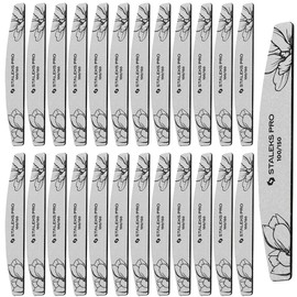STALEKS EXPERT NFE-40-100/150-25 Half Moon Nail File Double-Sided Grit 100/150 g Thin Foam Layer Pack of 25