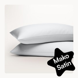 Seralino Satin Cushion Cover 40 x 80 cm, Light Grey (Set of 2), 100% Organic Cotton, Oeko-Tex, Breathable, Soft Like Silk Pillowcase 40 x 80 cm, Also as a Decorative Cushion, 40 x 80 cm Cushion Cover