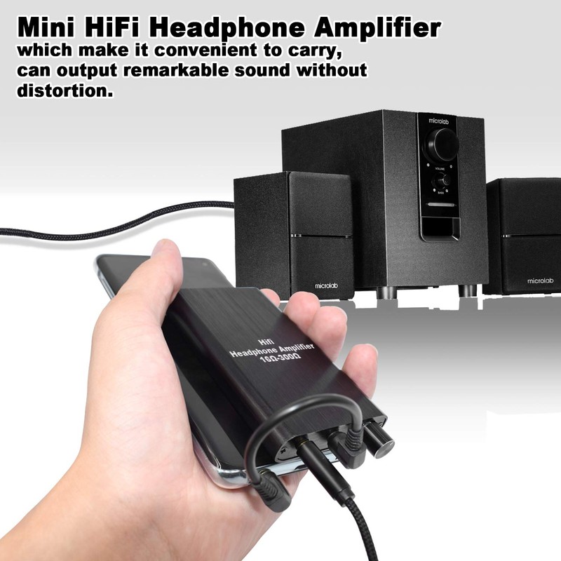 LVY Portable Headphone Amplifier 3.5mm Audio Rechargeable Two-Stage GAIN Switch