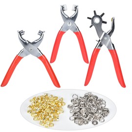 Multifunctional Belt Puncher Leather Hole Punch Pliers Eyelet Plier Grommet ToolRed Handle
