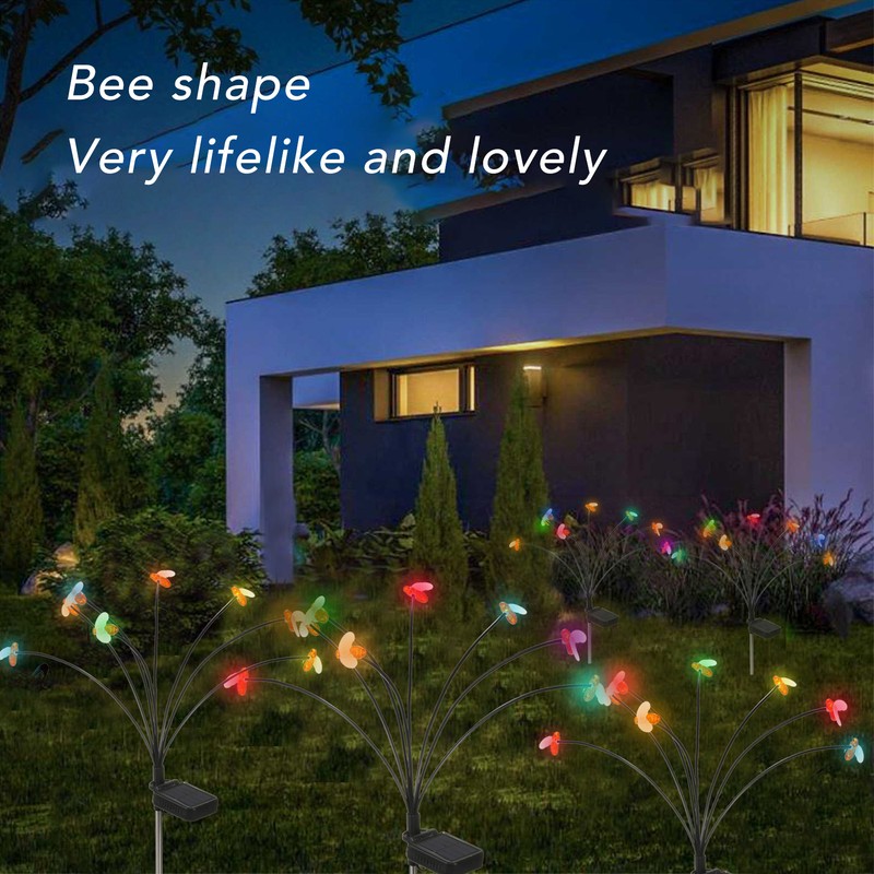2Set Solar Bee Garden Lights IP65 Waterproof 8 LED Decorative