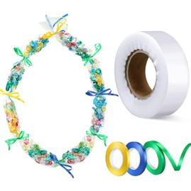 Glenmal 2026 Graduation Candy Lei Tubing Making Kit 2" x 330ft Plastic Lei Bags for Party Poly Tubing 3 Rolls Ribbon Graduation Bags for Party Crafts Supplies Accessories(Classic)