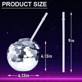 ZHURUININ 50 PCS Disco Ball Cups, 20Oz Disco Party Cups with Lid and Reusable Straw Flash Ball Cocktail Cup for Party Nightclub Bar Supplies Wine Drinking Syrup Tea Bottle (Sliver 50 Pieces)