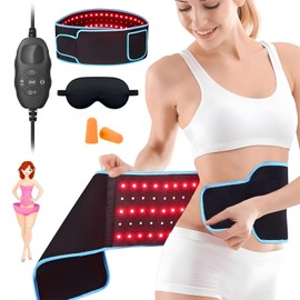 Kenmohuo Lumalean Pro Slimming Belt, 51.2 * 7.08in Upgraded Version Adjustable Cordless Belt for Women and Men Waist Thigh Arms, More Comprehensive Functions, Includes Eye Mask and Earplugs Black