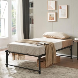 Kings Brand Furniture Twin Size Metal Pop up Trundle Day Bed Frame with Wheels, Black - Sturdy and Elegant Space-Saving Solution