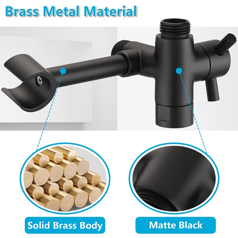 PDPBath Solid Brass Shower Arm 3 Way Shower Diverter Valve