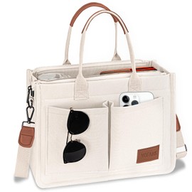 VOFANK Large Canvas Tote Bag for Women - Zipper Work Crossbody Purse Handbag Shoulder Satchel Travel Gym Everyday Bag (Beige, XL)