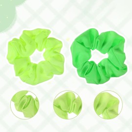 4 Pcs Green Classic 80s Neon Hair Accessories Scrunchy Elastic Bands Ponytail Scrunchies Hair Scrunchie for Women Girls 80s Party