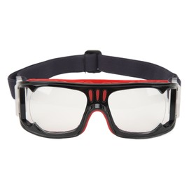 Sports Goggle Impact Resistant Fog Proof Safety Basketball Glasses with Adjustable Band for Running Cycling Black Red