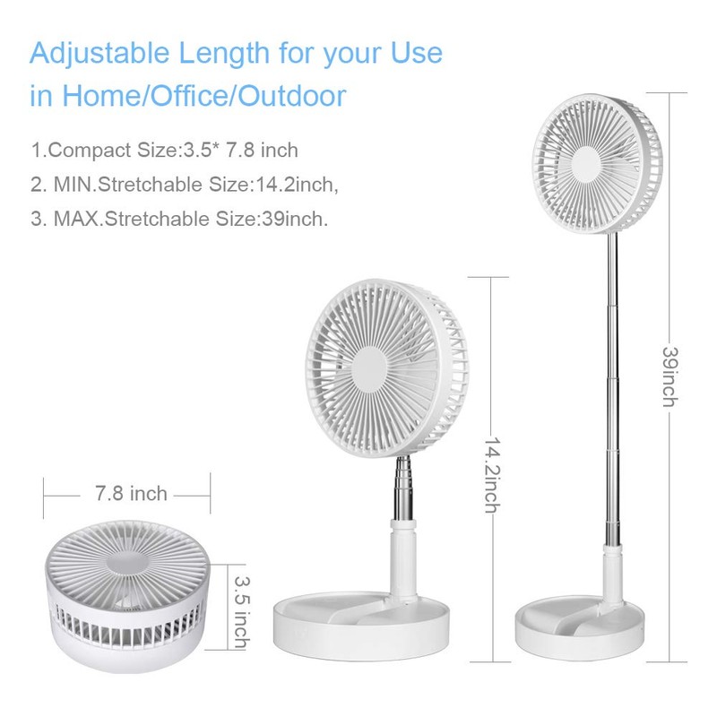 9H Battery Operated Fan Foldable Table Desk Floor Pedestal Fan
