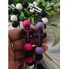 Jesemiah Beaded Keychain Wristlet Silicone Cross Elastic Wrist Key Ring