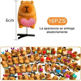 LimCryspp 16 Piezas Pinzas para Cabello, Clips para Cabello Capibara,Accesorios para Cabello Mujer Con Muelle，Regalos Kawaii Mujer y Niños,Para Fiestas, Fiestas De Cumpleaños，Regalos De Graduación (Marrón)