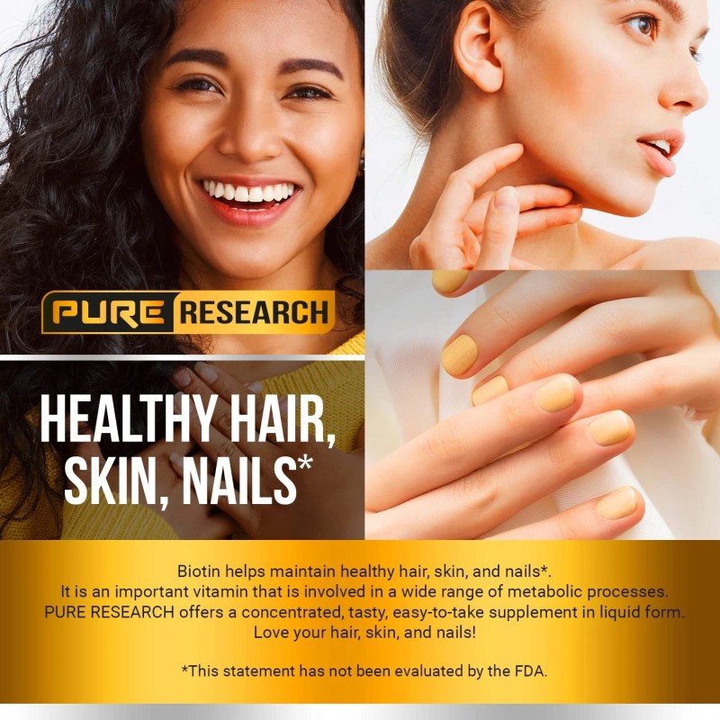 PURE RESEARCH Liquid Biotin & Collagen Hair Growth Drops 60,000mcg