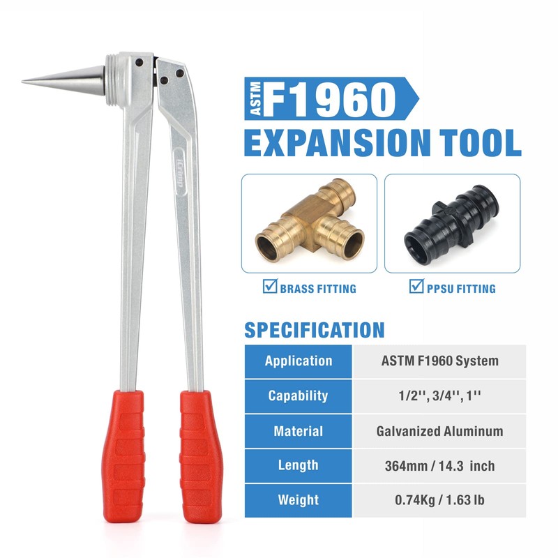 iCrimp PEX Expander Tool with 1/2",3/4",1" Expansion Heads for Uponor