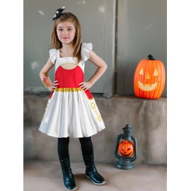 Hipoleter Girls Zombie Movie Character Dress Outfits Kids Print Skirt Set with Wristband