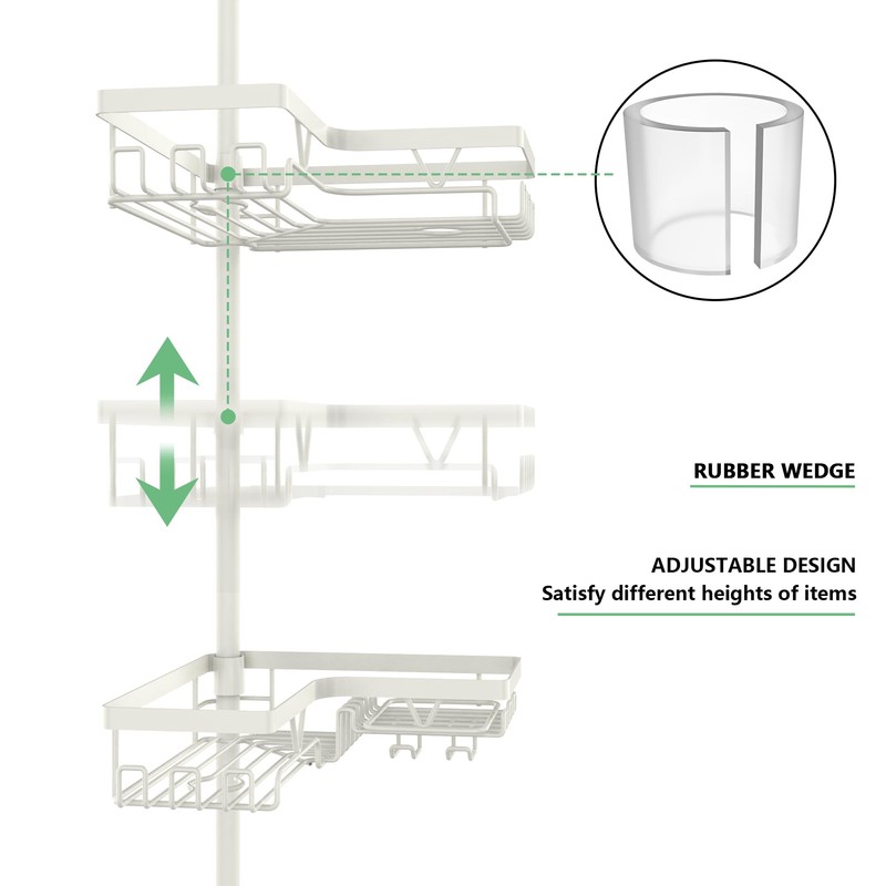 KEGII Shower Corner Caddy Tension Pole, Rustproof Corner Bathroom Organizer,