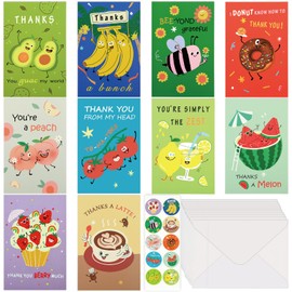 AhfuLife 20 Pcs Funny Thank You Cards With Envelopes & Stickers, 4 x 6 in Greeting Note Cards, Thank You Cards with 20 Envelopes & 20 Stickers for Teachers Friends Business Colleague