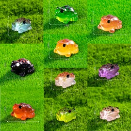 EMiEN 10Pcs Luminous Mini Frog for DIY Dollhouse Decoration Fairy Garden Plant Décor,Cabinet,Kids Room,Party etc. for Children Luminous Frog in 10colors