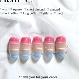 Magnetic Barcode Handmade Nail Tips - Short Square / 자석 바코드 수제네일팁 - 숏 스퀘어