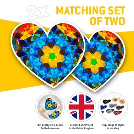 2 x Heart Stickers 15 cm - Fun Geometric Mosaic Pattern Fun Decals for Laptops,Tablets,Luggage,Scrap Booking,Fridges, #3295