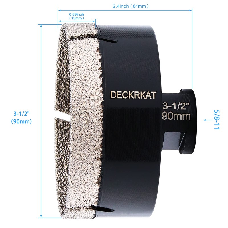 Diamond Hole Saw, 3-1/2" Hole Saw for Tiles Granite Marble