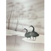 Geese On A Snowy Landscape Winters Morning Painting On Canvas