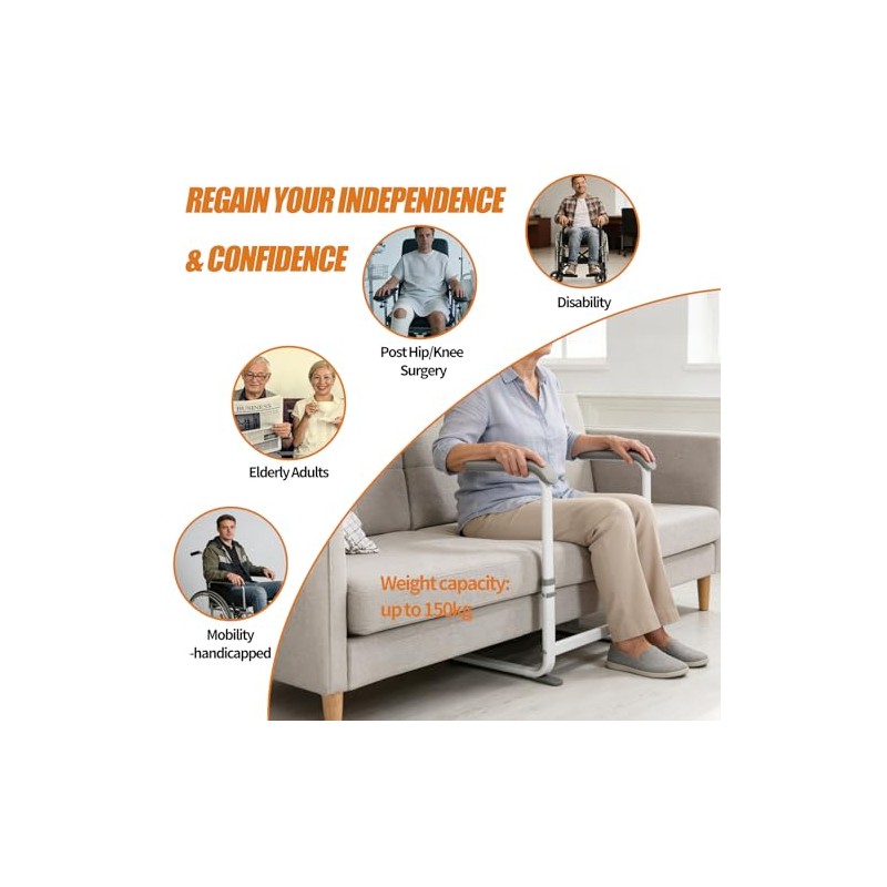Stand Assist Aid for Elderly,Height Adjustable Mobility Standing Aid Rail