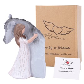 CHUANGLI Mom's Gift for Mother's Day Mom Birthday Gifts from Daughter Son, Women Girls, Horse Decor Women, Truly a Friend Friendship Figurine Memorial Gift, Light Grey Horse, WTO242