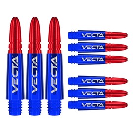 WINMAU Dart Shaft - Vecta Polycarbonate Dart Stems - 1 Set per Pack (Total 3 Dart Shafts) - Professional Dart Accessories - Blue and Red Short Shafts
