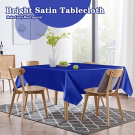 RUDONG M - Juego de 2 manteles cuadrados de 60 x 60 pulgadas, mantel de satén azul real, mantel cuadrado de satén sedoso, funda de mesa de satén suave brillante para boda, banquete, decoración de