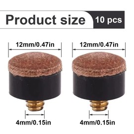 NOPKESV Pack of 10 Billiard Cue Tips Replacement Kit, Pool Cue Tips Replacement Tips, Billiard Cue Accessory Set for Billiard Sticks Snooker Pool Cues (13 mm)