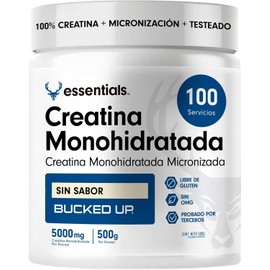 Bucked Up Creatina Monohidratada Pre Entreno Pre Workout 100% Creatina Micronizada, Monohidratada y Natural En Polvo Entrenamiento, Energía, Desempeño y Vascularidad Sin Sabor