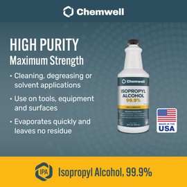 Chemwell 99.9% Isopropyl Alcohol - 2 Gallons (32 fl oz, 8 Pack) - with Premium Spray Head - for Multipurpose Household or Commercial Surface Cleaning