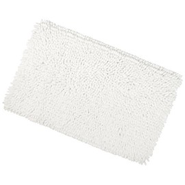 White Shaggy Microfibre Bathroom Shower Bath Mat Rug Non-Slip Backing 40x60cm
