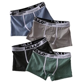 Anderme Men's Boxer Shorts, Front Closure, Antibacterial, Odor Resistant, Sweat Absorbent, Quick Drying, Breathable, Colorful, Cotton, Low Rise, Set of 3, Set of 4, Set of 5, C1-4 Piece Set