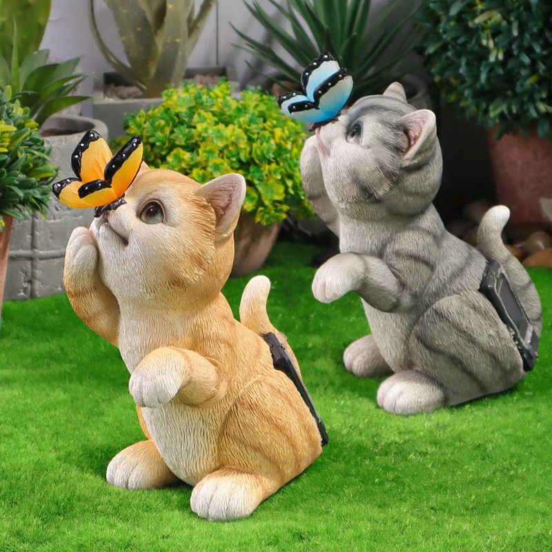 Solar Cat Yard Decor Decorative Light Cat Garden Sculpture Exquisite