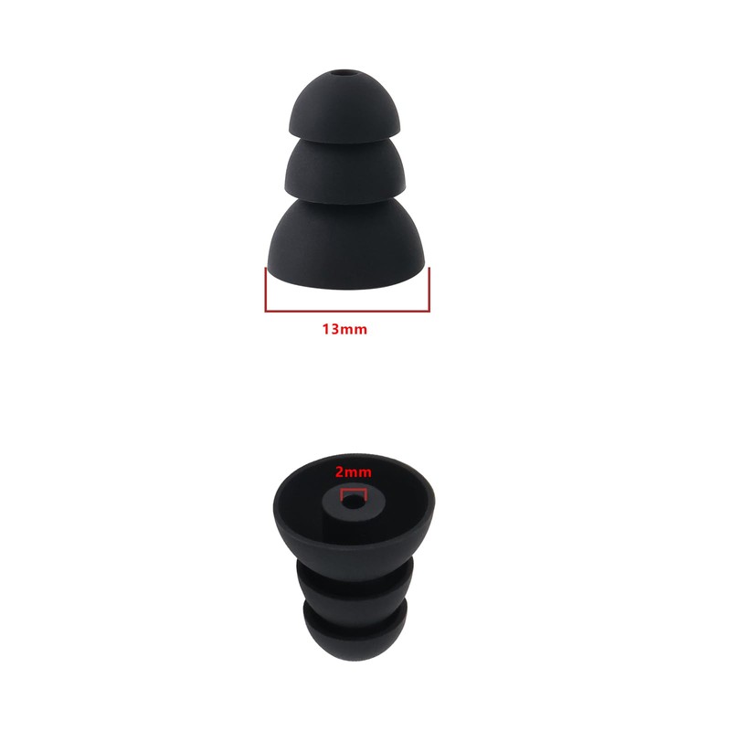 eMagTech 6 Pairs 3 Flange Noise Reducing Earplugs with 2mm