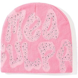 MEA Culpa Beanie Y2k Beanie Women Beanie Y2k Hat Graphic Beanie Winter Hat Knit Skull Cap Knitted Cap Y2k Accessories - Color: Rose, Size: Acrylic