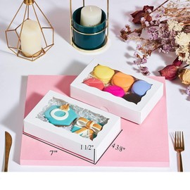 50PCS 7x4⅜x1½ Inch Cookie Boxes with Window Chocolate Truffle Boxes Brownie Boxes Bakery Pastry Gift Boxes Soap Boxes Dount Boxes Browine Cake Boxes Treat Boxes for Party Favors Christmas