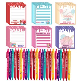 Ice Cream Drip Baseball Sticky Notes and Pens 24Set Baseball Party Favors