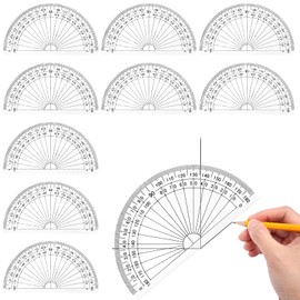10 Pack Protractor 180 Degrees 4 Inch Protractor Geometry Set Protractor Ruler for Angle Measurement, Students Teachers Office Supplies, Geometry Triangle Set with Transparent Math Kit
