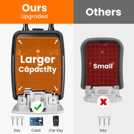 Portable Key Lock Box, Lock Box Wall Mounted for House Key, Car Keys, 6 Key Capacity, Weatherproof Resettable Code (2 Pack, Grey)