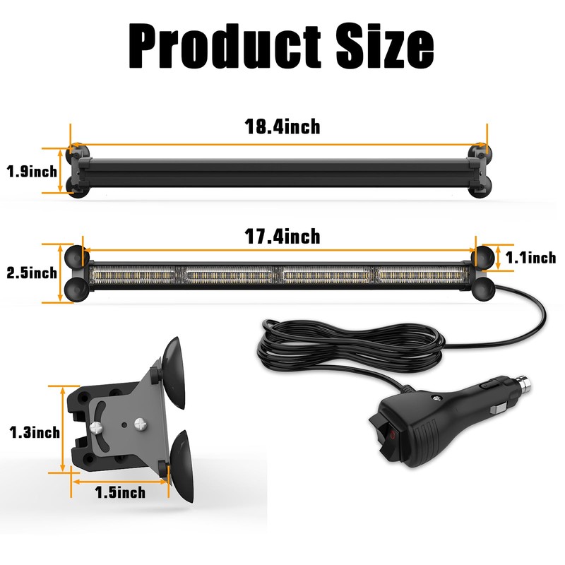WINECO Emergency LED Strobe Traffic Advisor Lights Bar Car Front